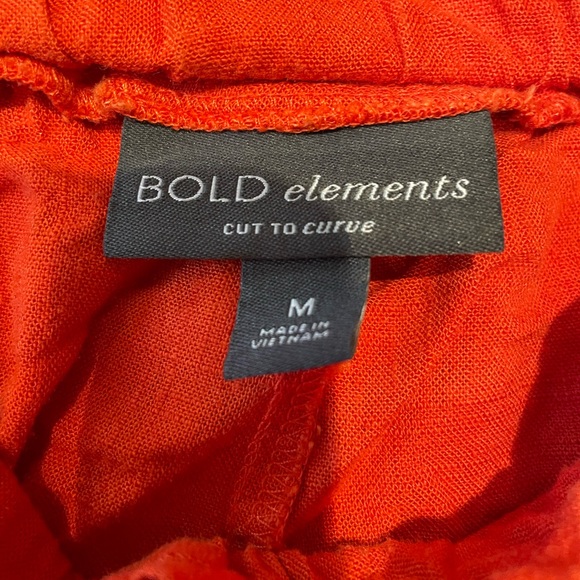 Women's Bold Elements Cut To Curve Orange Linen Shorts Size M - Picture 2 of 5